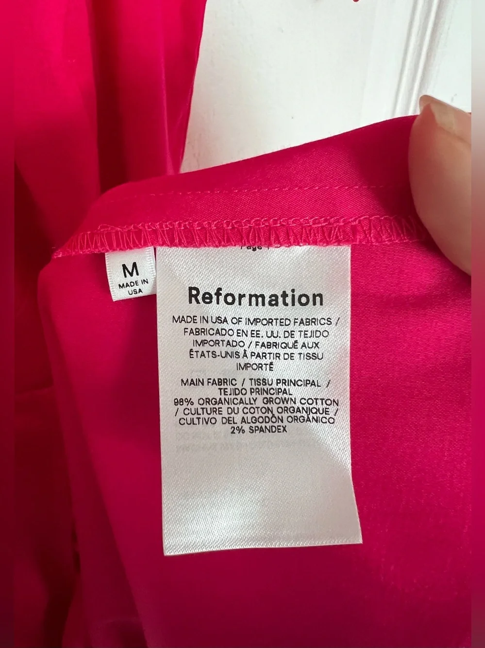 NWT Reformation Kaelie Wrap Midi Dress Puff Sleeves V-neck Pink Organic Cotton M - Picture 10 of 12